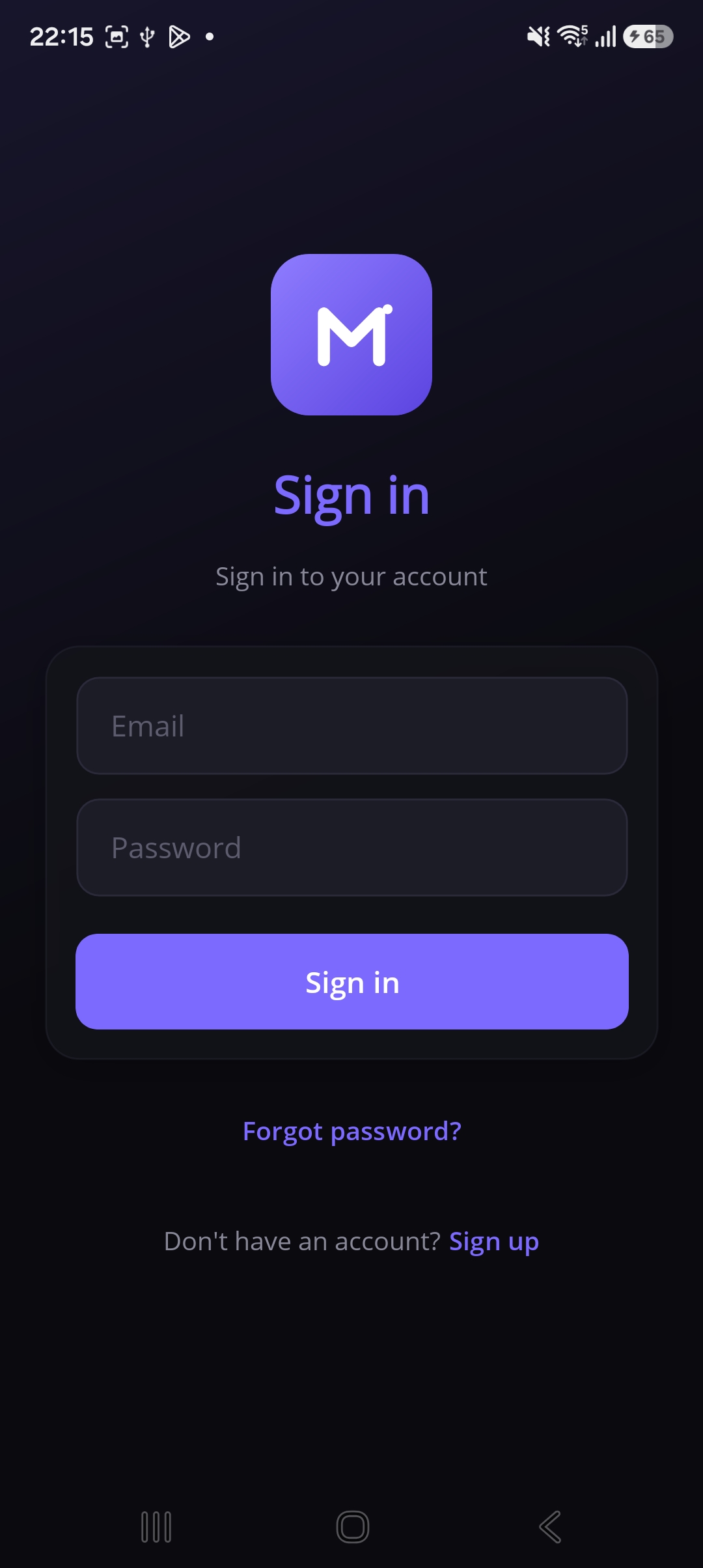 MauiStarter authentication screen