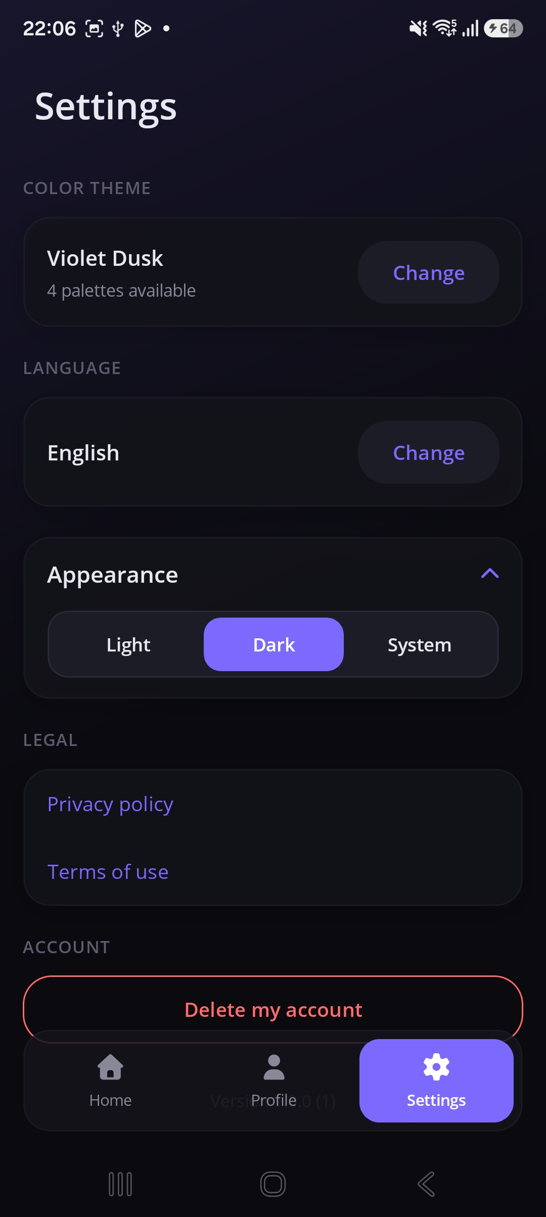 MauiStarter settings and theme toggle