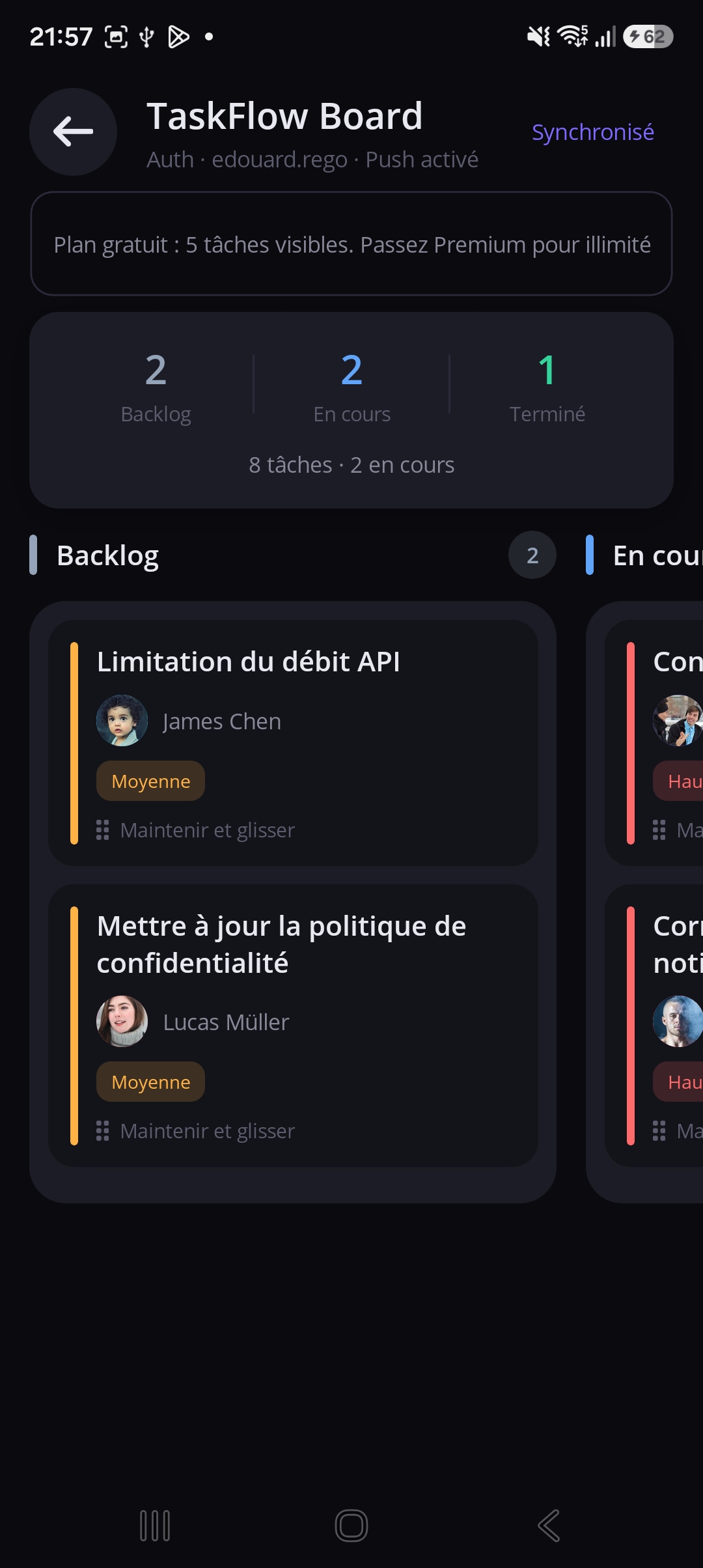 MauiStarter TaskFlow module Kanban board
