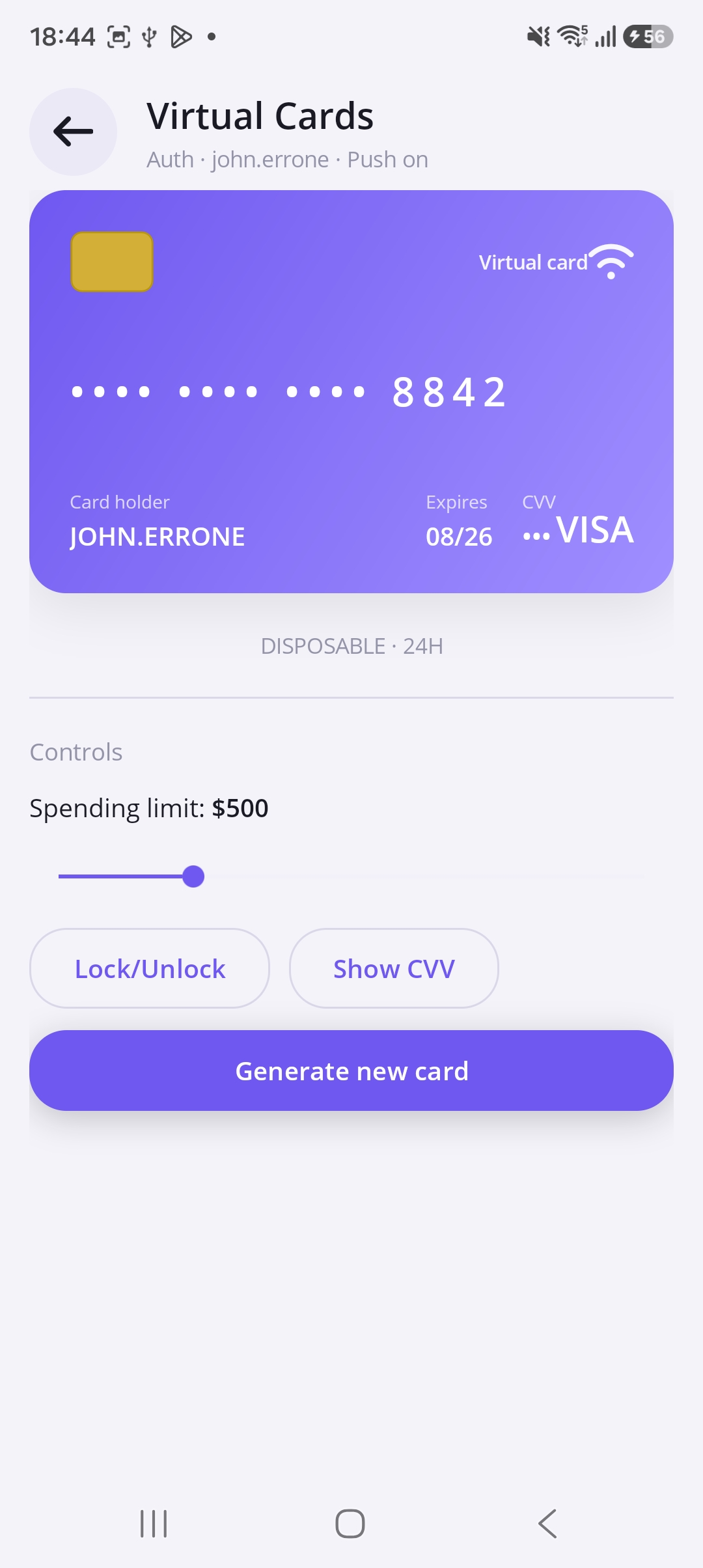 SmartSpend — Virtual cards